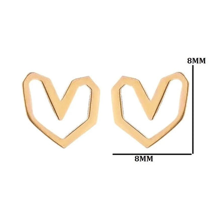 1 Pair Fashion Heart Shape 304 Stainless Steel 18K Gold Plated Ear Studs