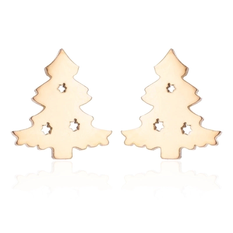 1 Pair Fashion Christmas Tree Plating 304 Stainless Steel 18K Gold Plated Ear Studs