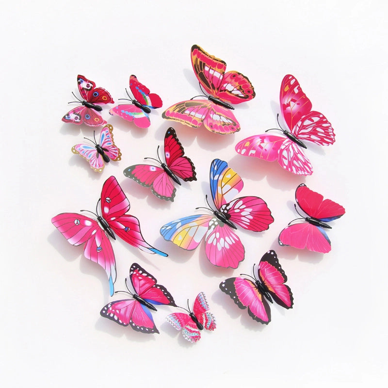 3d Realistic Butterfly Wall Stickers Fridge Magnets Home Mall Background Decorations Pvc Wall Decals Artistic Crafts