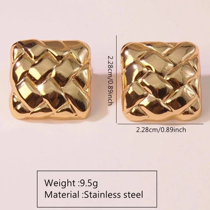 1 Pair Elegant Retro Sector Square Rhombus 304 Stainless Steel Imitation Gold Ear Studs