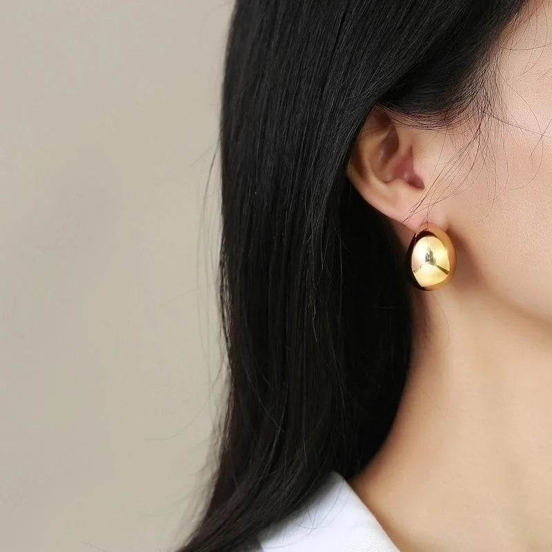 1 Pair Minimalist Solid Color Plating 201 Stainless Steel 18K Gold Plated Stainless Steel Earrings