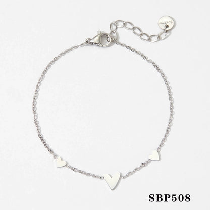 Modern Style Minimalist Heart Shape 304 Stainless Steel 316 Stainless Steel No Inlaid 16K Gold Plated White Gold Plated Gold Plated Bracelets Anklet Necklace