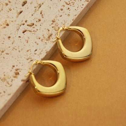 1 Pair Retro Minimalist C Shape U Shape Solid Color Plating Titanium Steel 18k Gold Plated Earrings