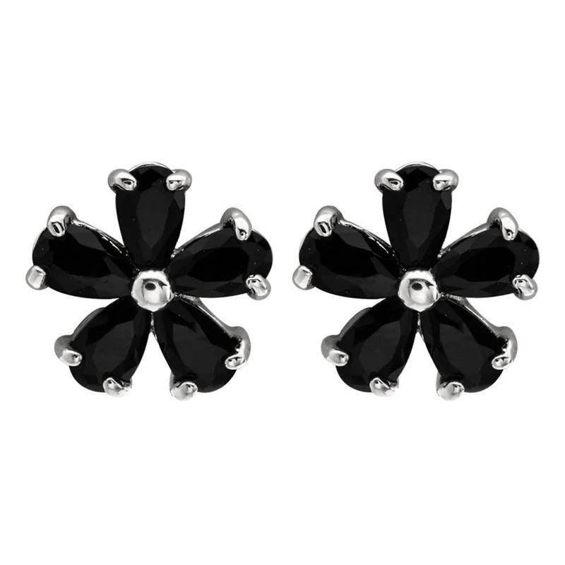1 Pair Minimalist Flower Plating Inlay Copper Zircon White Gold Plated Ear Studs