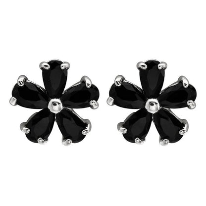 1 Pair Minimalist Flower Plating Inlay Copper Zircon White Gold Plated Ear Studs