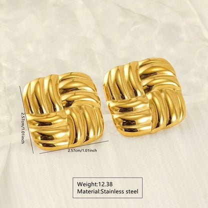 1 Pair Modern Style Geometric Flower Stamping 304 Stainless Steel Imitation Gold Drop Earrings Ear Studs