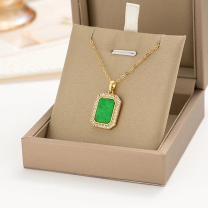 304 Stainless Steel Copper 18K Gold Plated K Gold Plated Inlay Heart Shape Wings Butterfly Zircon Pendant Necklace