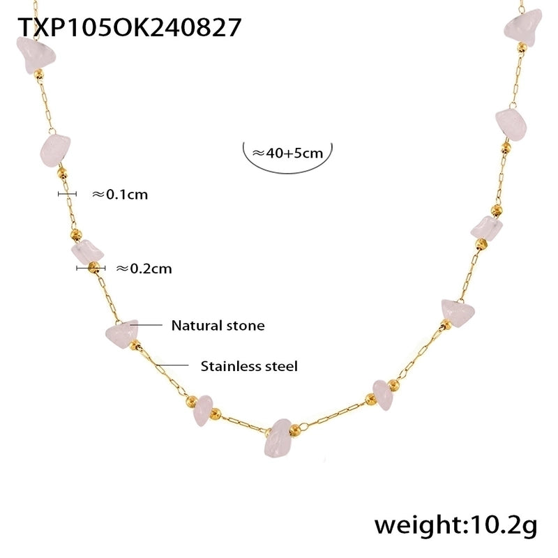 Sweet Minimalist Commute Geometric 304 Stainless Steel Natural Stone 18K Gold Plated Beaded Plating Bracelets Necklace
