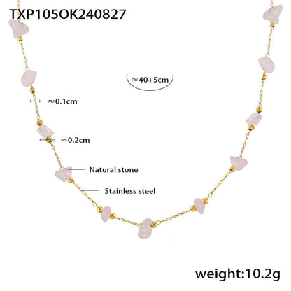 Sweet Minimalist Commute Geometric 304 Stainless Steel Natural Stone 18K Gold Plated Beaded Plating Bracelets Necklace