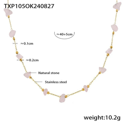 Sweet Minimalist Commute Geometric 304 Stainless Steel Natural Stone 18K Gold Plated Beaded Plating Bracelets Necklace