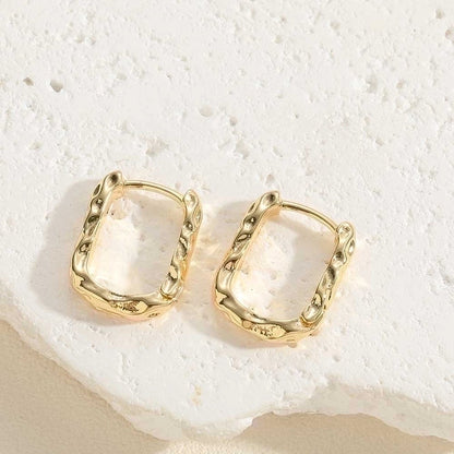 1 Pair Minimalist Round Copper Zircon 14k Gold Plated Hoop Earrings