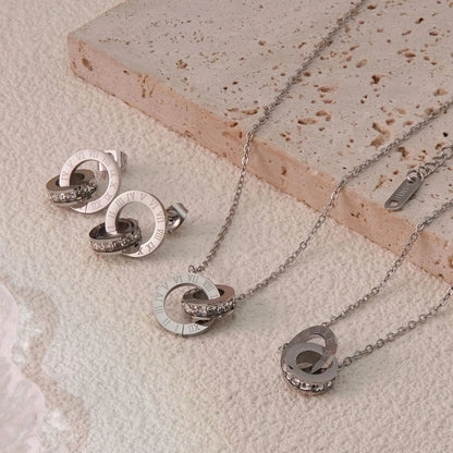 Minimalist Streetwear Solid Color 304 Stainless Steel Artificial Rhinestones 18K Gold Plated Plating Bracelets Necklace