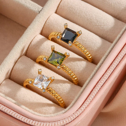 Women Geometric Stainless Steel 18K Gold Plated Rings