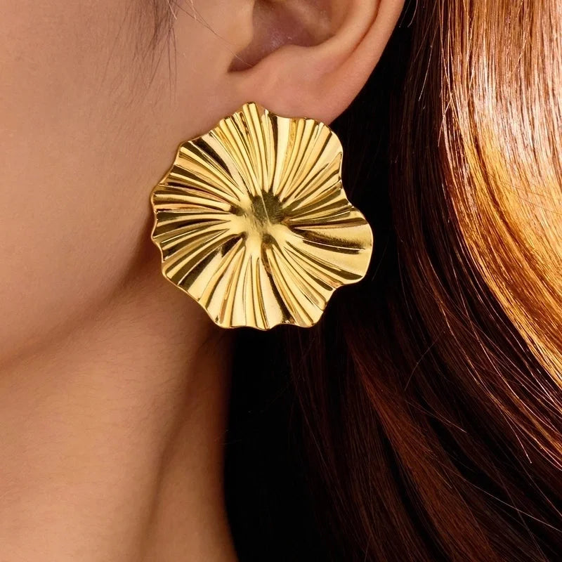 1 Pair Elegant Retro Geometric Plating 304 Stainless Steel Ear Studs