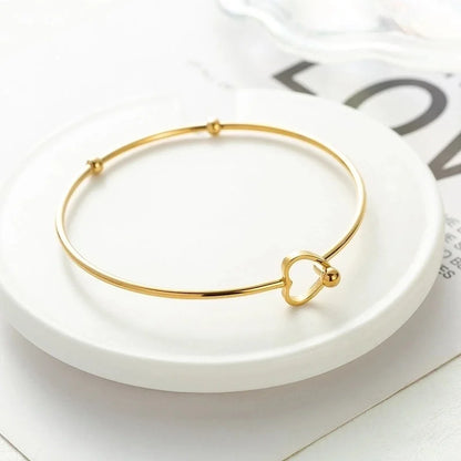 Minimalist Heart Shape Stainless Steel Titanium Steel Bangle In Bulk