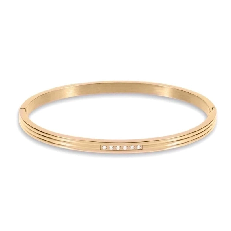 Retro Solid Color Titanium Steel 18k Gold Plated Zircon Bangle