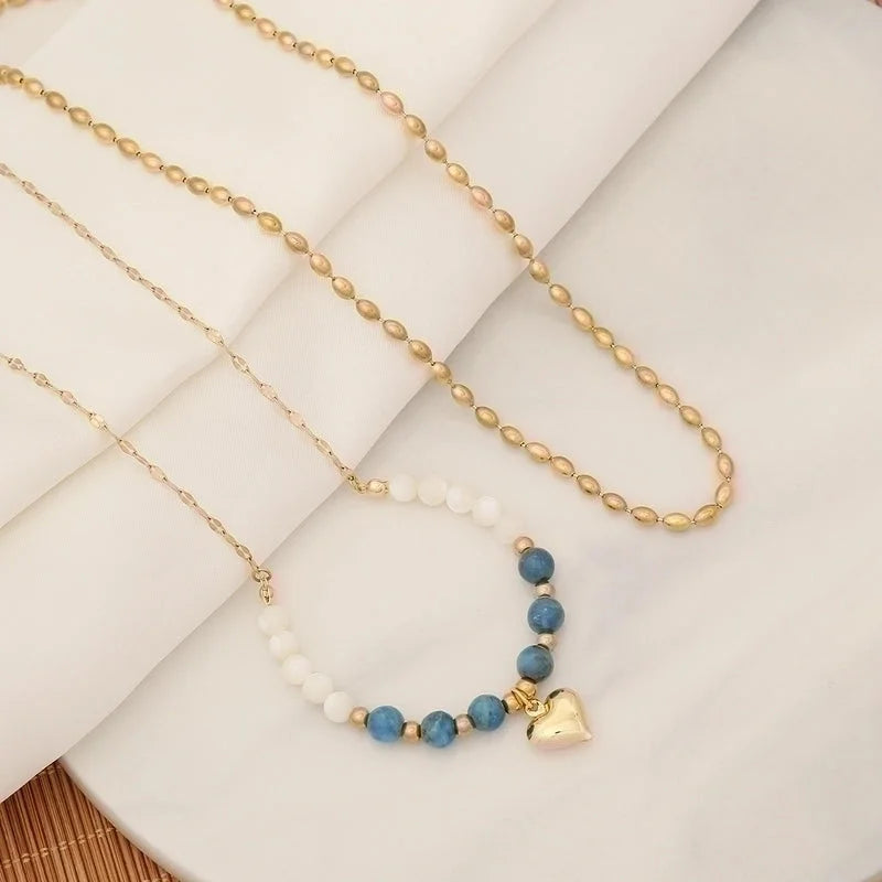 Copper 18K Gold Plated Beaded Heart Shape Bracelets Earrings Necklace