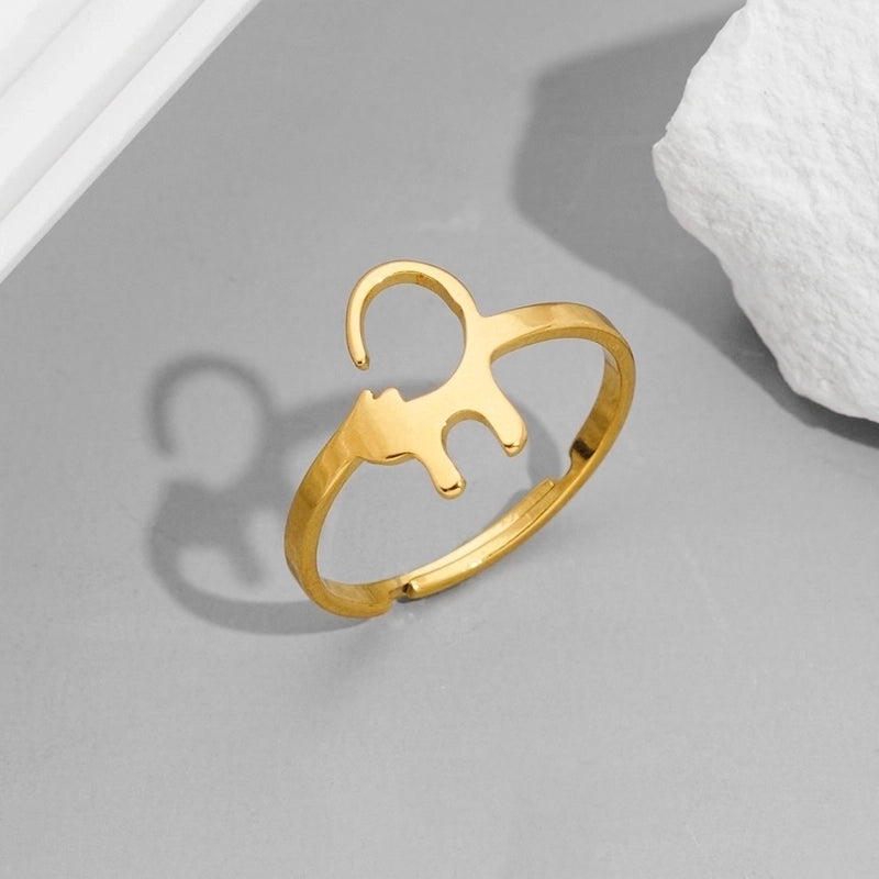 Funny Sweet Pastoral Animal 201 Stainless Steel 18K Gold Plated Polishing Adjustable Ring