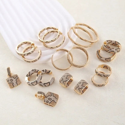 1 Pair Elegant Vintage Style Streetwear Leopard Copper Zircon 18K Gold Plated Drop Earrings Earrings