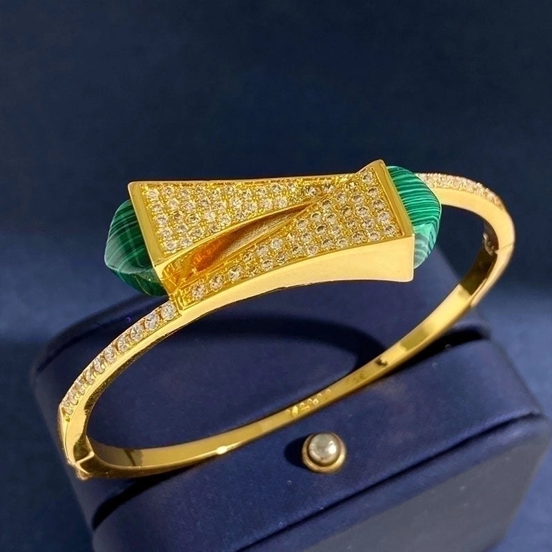 Commute Geometric Copper Inlay Zircon Bangle