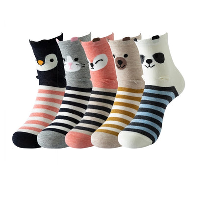 Women's Socks Fun Cat Socks Mid-length Socks Novelty Dog Animal Women's Socks Cotton Socks Cartoon Stockings Yama