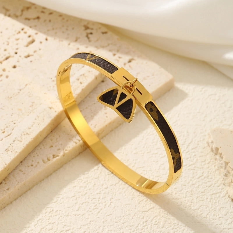 Minimalist Classic Style Knot Titanium Steel 18K Gold Plated Bangle In Bulk