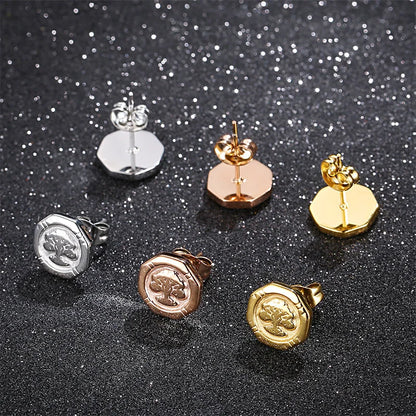 Simple Titanium Steel Tree Of Life Earrings For Female Students Christmas Gift