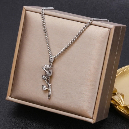Minimalist Rose Stainless Steel Titanium Steel Plating Pendant Necklace 1 Piece