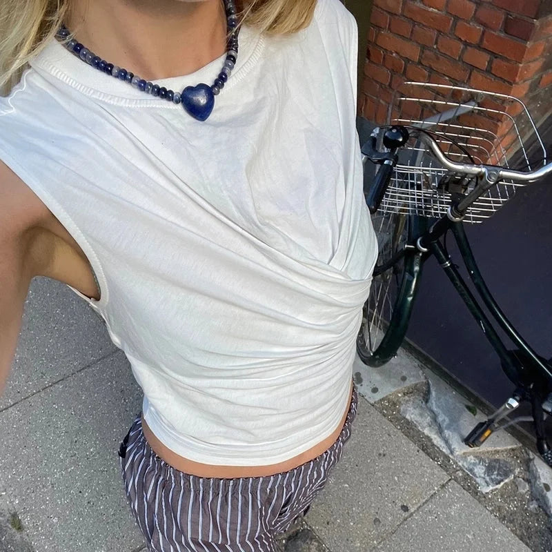 2 Pieces Minimalist Heart Shape Natural Stone Titanium Steel Pendant Necklace In Bulk