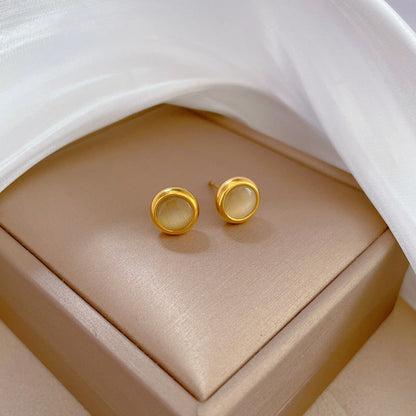 Korean Cosmos Geometric Titanium Steel Electroplating Earrings