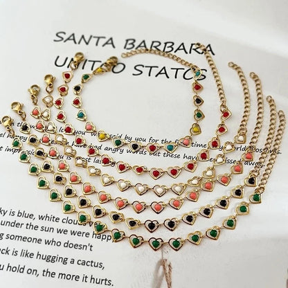 Titanium Steel Minimalist Classic Style Inlay Heart Shape Turquoise Bracelets