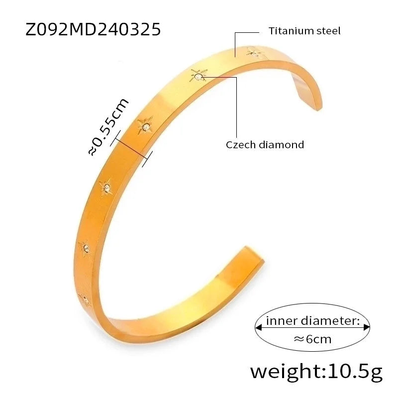 Casual Minimalist Streetwear Round Spray Ball Titanium Steel 18K Gold Plated Artificial Pearls Rhinestones Bangle In Bulk