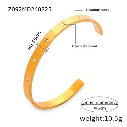 Casual Minimalist Streetwear Round Spray Ball Titanium Steel 18K Gold Plated Artificial Pearls Rhinestones Bangle In Bulk